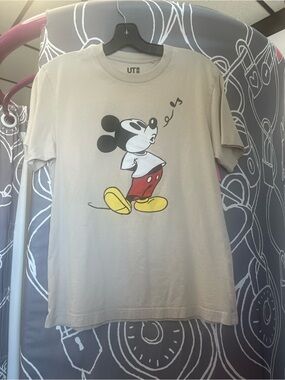 Disney Beige Crewneck Tee with Pink Nails Accent